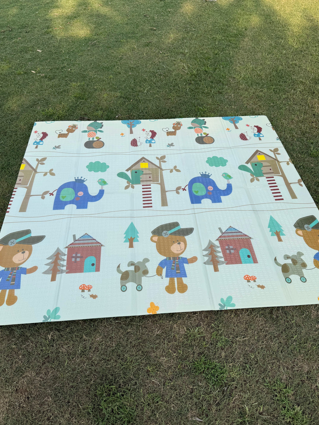 Extra Large Foldable Play Mat (6 x 6.5 ft) | Double-Sided Numbers & Animal House Adventure