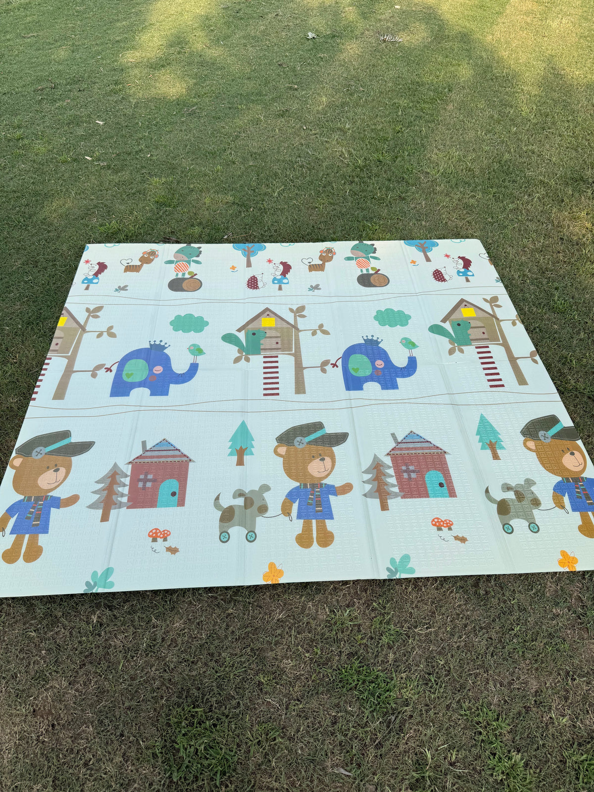 Extra Large Foldable Play Mat (6 x 6.5 ft) | Double-Sided Numbers & Animal House Adventure
