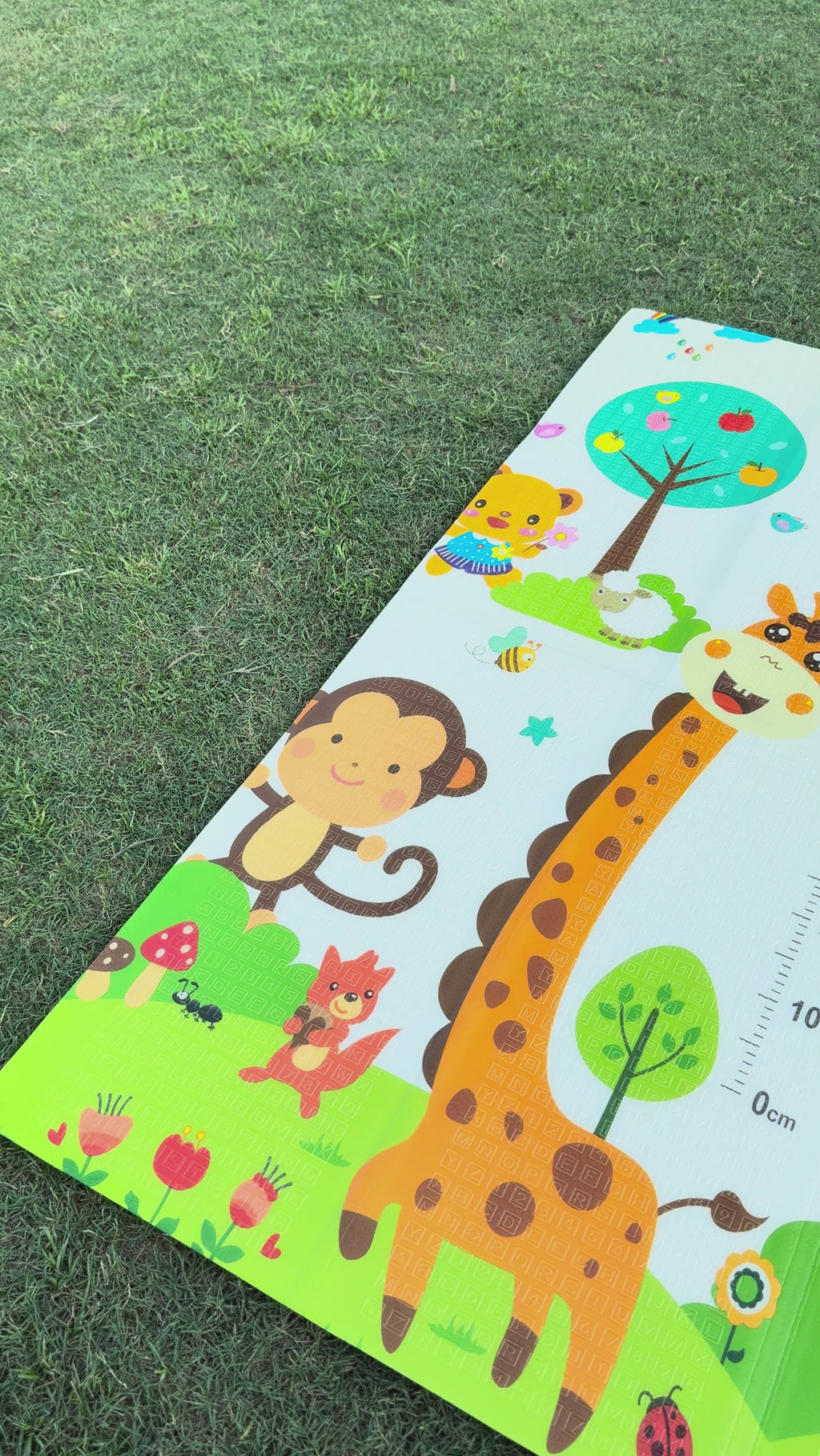 Extra Large Foldable Play Mat (6 x 6.5 ft) | Double-Sided Car Track & Giraffe Adventure