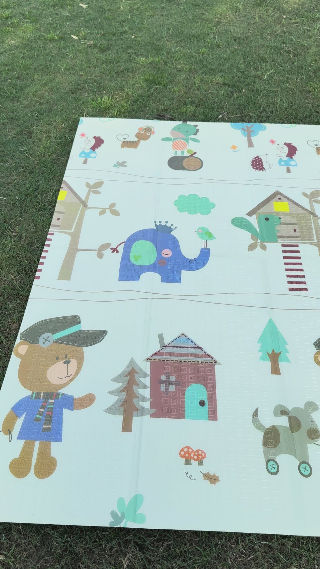 Extra Large Foldable Play Mat (6 x 6.5 ft) | Double-Sided Numbers & Animal House Adventure